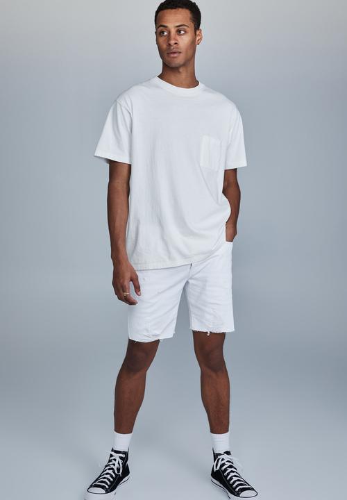 Cotton On - Straight short - white thrashed repair