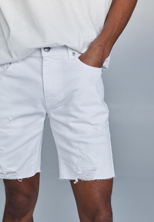 Cotton On - Straight short - white thrashed repair