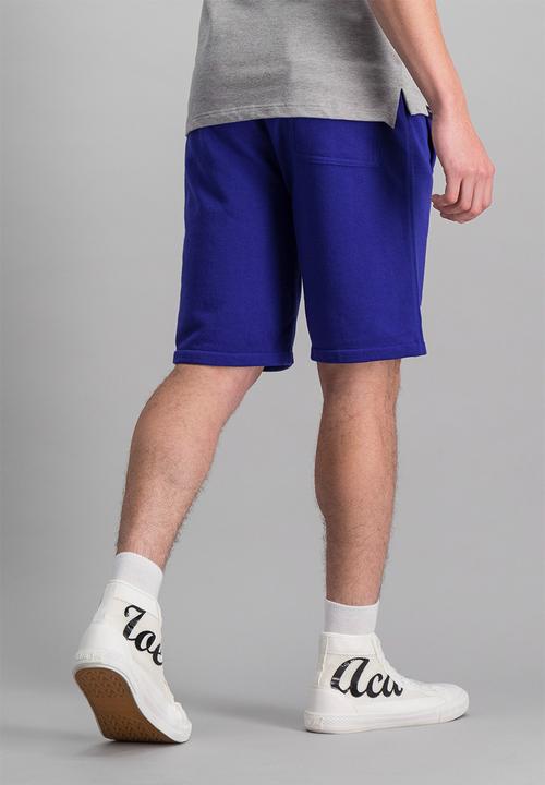 Aca Joe - Aca joe badge fleece elasticated shorts - blue