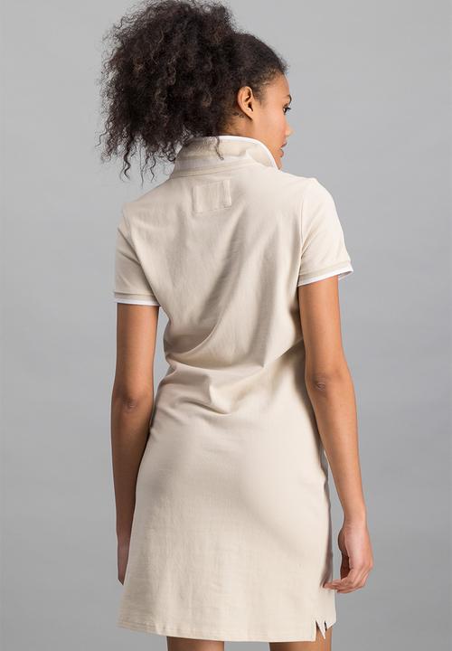 Aca Joe - Ladies aca joe chest emb & tipped collar dress - cream