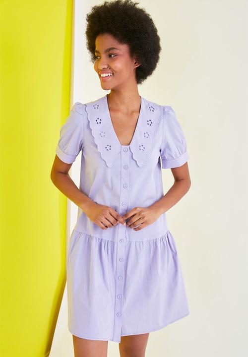 Trendyol - Collar detailed buttoned dress - lilac