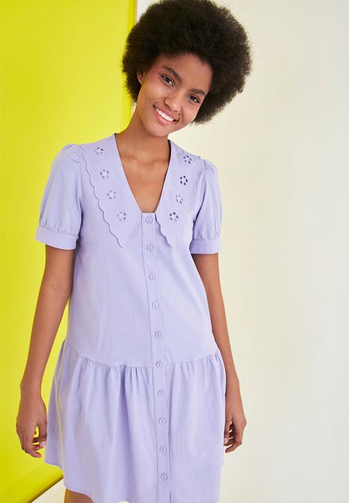 Trendyol - Collar detailed buttoned dress - lilac