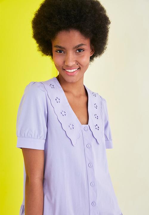 Trendyol - Collar detailed buttoned dress - lilac