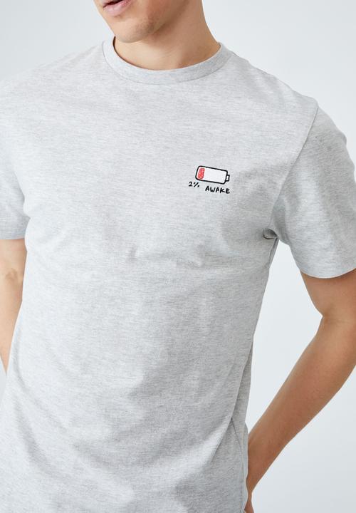 Cotton On - Tbar art t-shirt - light grey marle