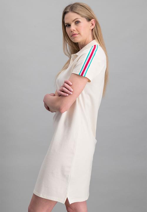 Aca Joe - Ladies aca joe ribbed shoulder golfer dress - cream