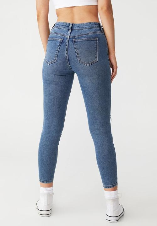 Cotton On - Mid rise cropped skinny jean - lucky blue rip
