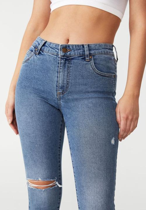 Cotton On - Mid rise cropped skinny jean - lucky blue rip