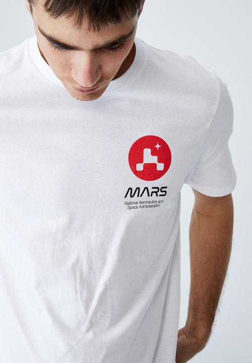Cotton On - Tbar collab pop culture t-shirt - lcn nas white/nasa - mars