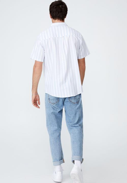 Cotton On - Vintage prep short sleeve shirt - sky stripe oxford