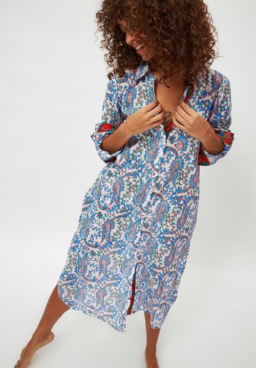 Trendyol - Ethnic patterned kimono kaftan - blue 