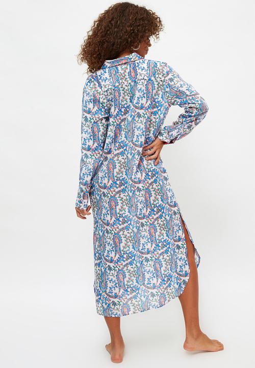Trendyol - Ethnic patterned kimono kaftan - blue 
