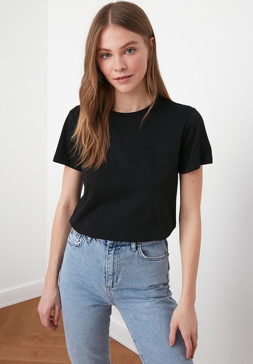 Trendyol - 2-pack 100% cotton crew neck t-shirt - black