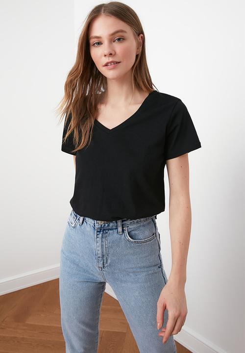 Trendyol - 2-pack 100% cotton crew neck t-shirt - black