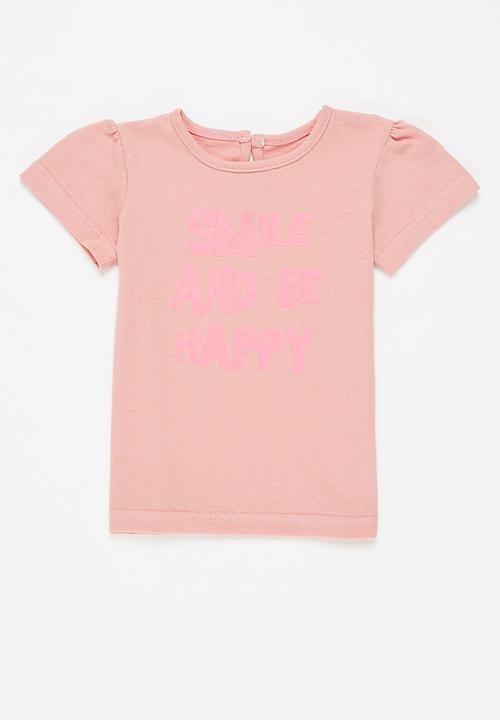 Pop Candy - Baby girls 2 pack design tee - pink & neutral