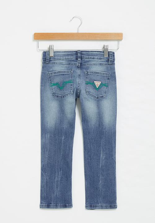 GUESS - Fluo cobalt slim fit jean - mid wash