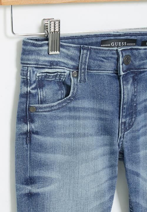 GUESS - Fluo cobalt slim fit jean - mid wash