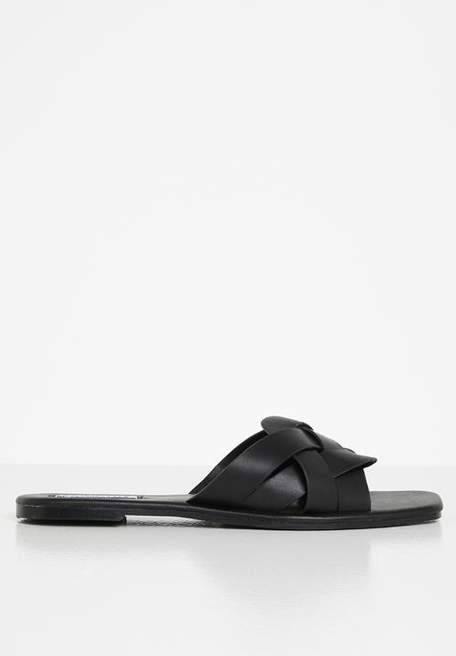 Madison® - Gloria plaited vamp square sandal - black