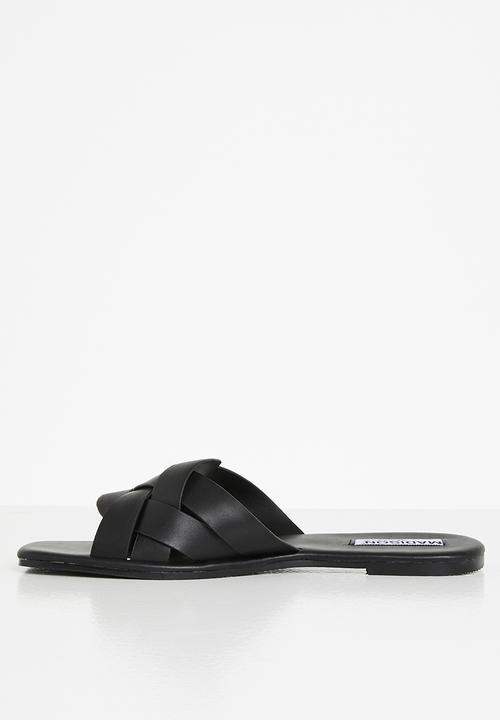 Madison® - Gloria plaited vamp square sandal - black
