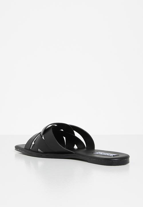 Madison® - Gloria plaited vamp square sandal - black