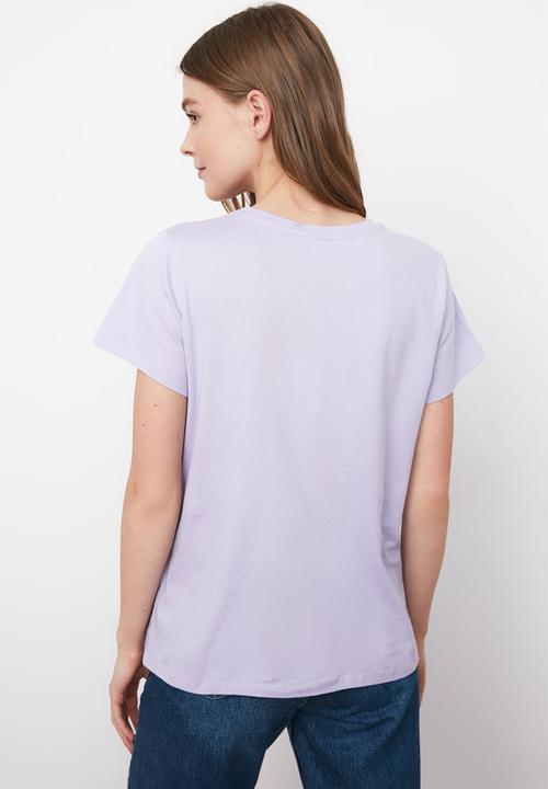 Trendyol - 100% cotton crew neck basic t-shirt - lilac