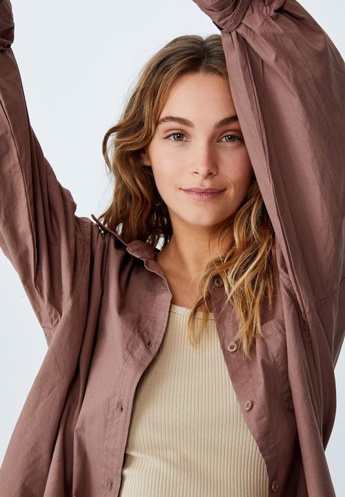 Cotton On - Dad shirt - cocoa bean