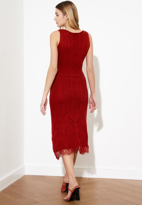 Trendyol - Tassel knit dress - red