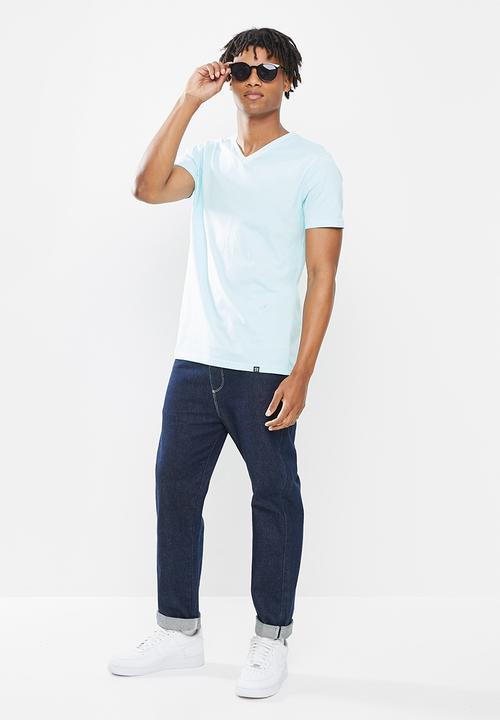 STYLE REPUBLIC - Deep v-neck tee - aqua blue