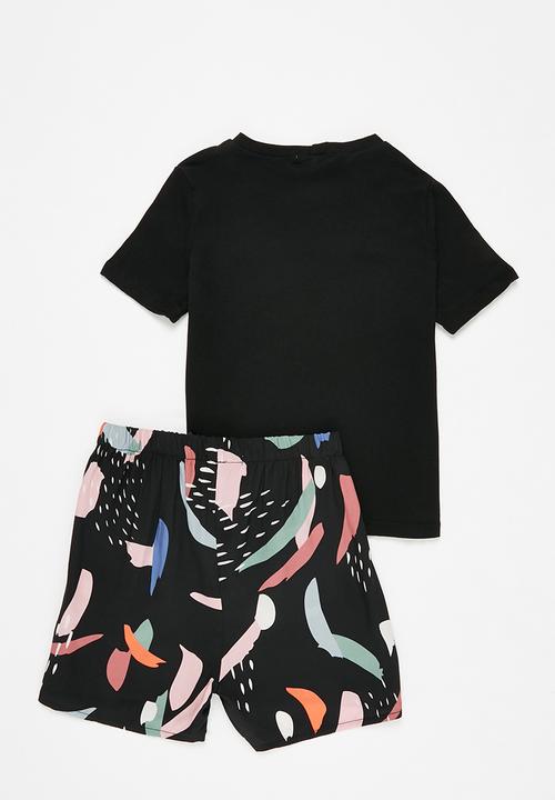 Superbalist - Sleep tee & short - black/multi