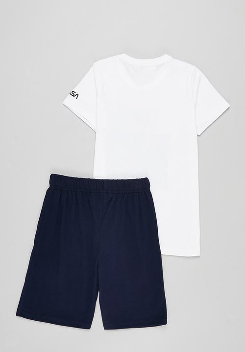 Superbalist - Tee & shorts pj set - white & navy