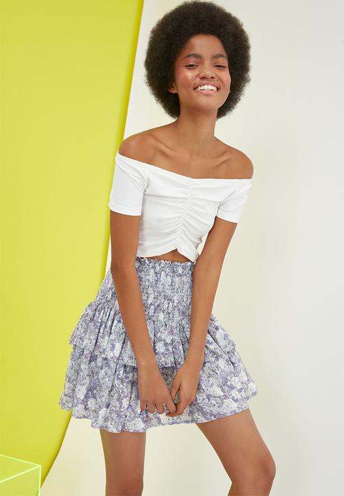 Trendyol - Ruffle skirt - white & lilac