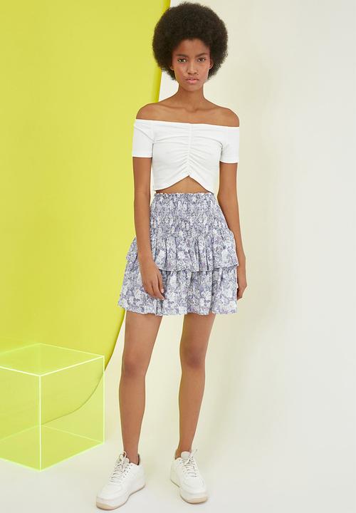 Trendyol - Ruffle skirt - white & lilac