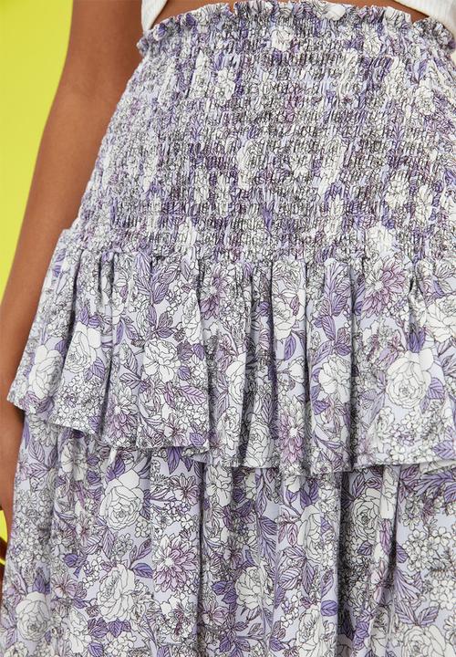 Trendyol - Ruffle skirt - white & lilac