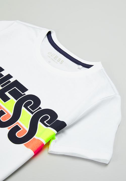 GUESS - Short sleeve horizontal crew tee - white 