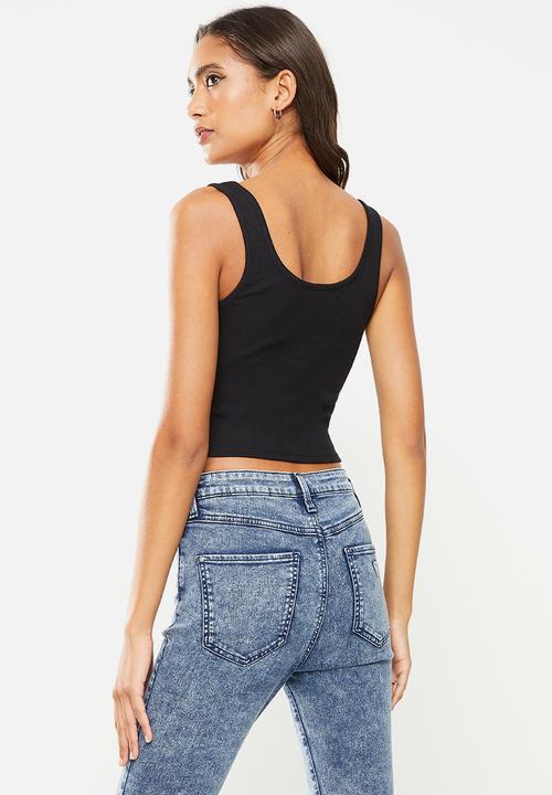 GUESS - Guess logo crop tank - black