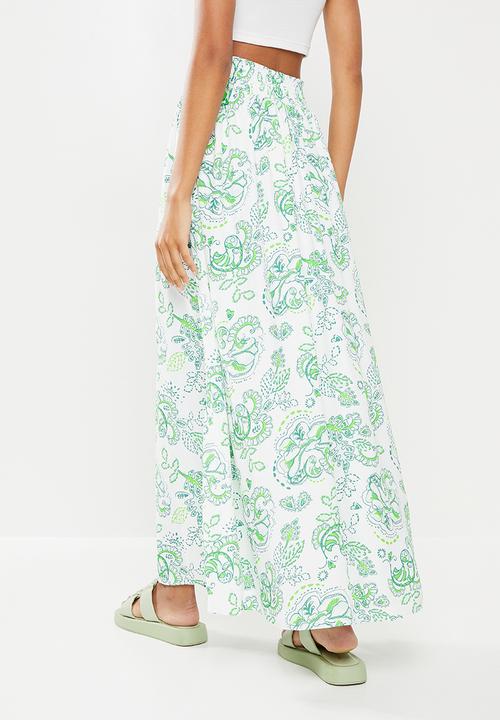 Glamorous - Voluminous maxi skirt - white & green 