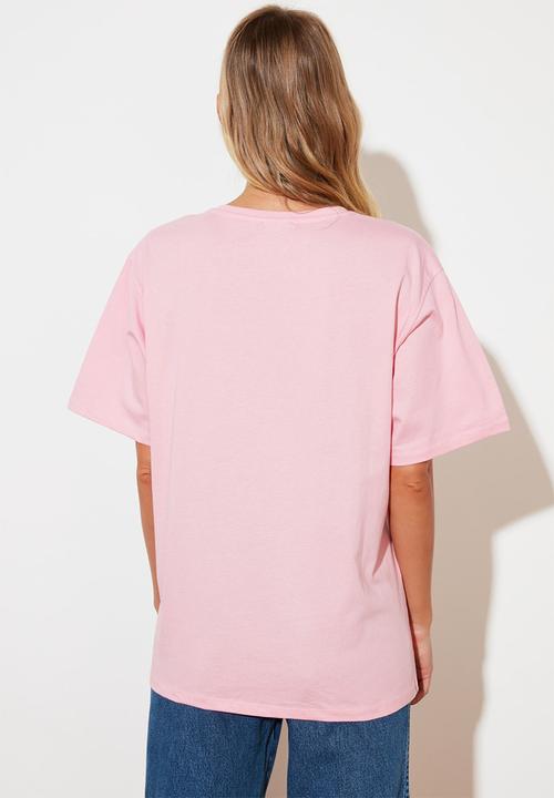 Trendyol - Printed boyfriend T-shirt - pink