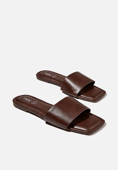 Cotton On - Everyday hailey single vamp slide - chocolate pu