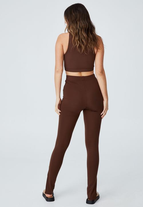 Cotton On - Long split ponte legging - rich chocolate