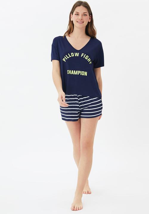 Trendyol - Printed knitted pyjamas set - navy