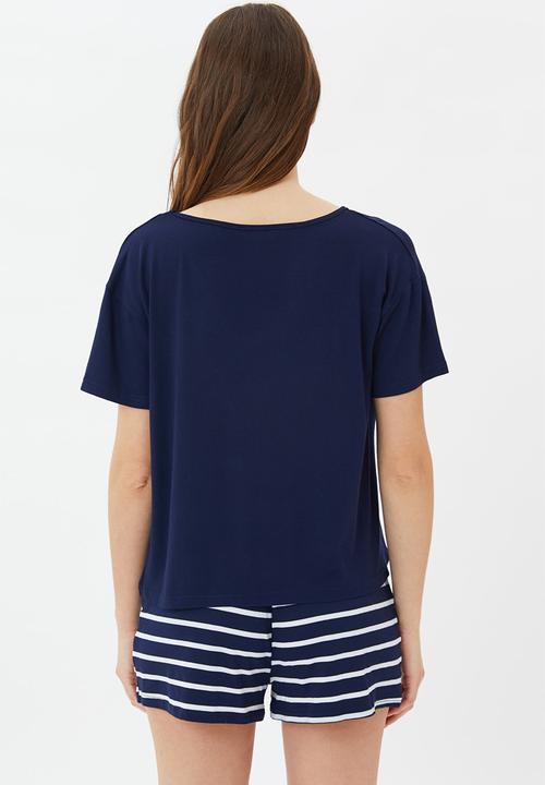 Trendyol - Printed knitted pyjamas set - navy
