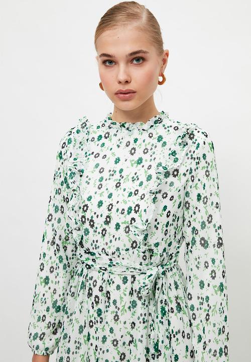 Trendyol - Shirt collar dress - green
