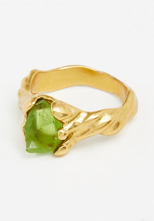 MANGO - Asymmetric crystal ring - gold