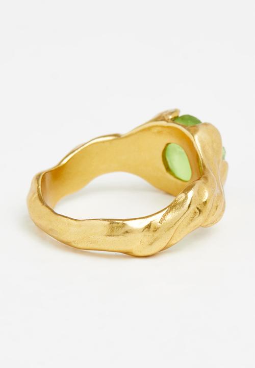 MANGO - Asymmetric crystal ring - gold