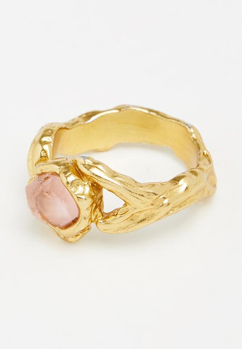 MANGO - Asymmetric crystal ring - gold