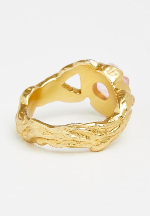 MANGO - Asymmetric crystal ring - gold