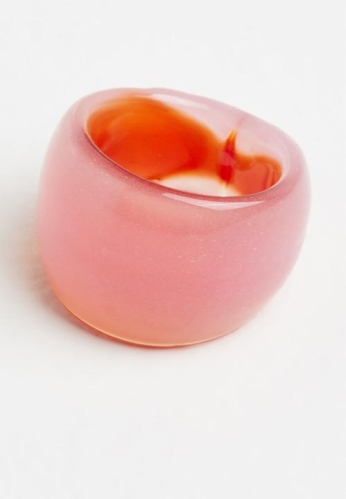 MANGO - Big crystal ring - pastel pink