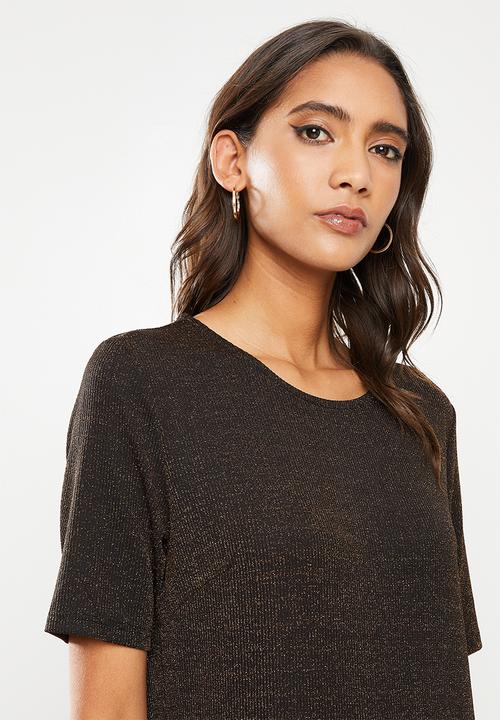 Glamorous - Lurex side slit dress- bronze