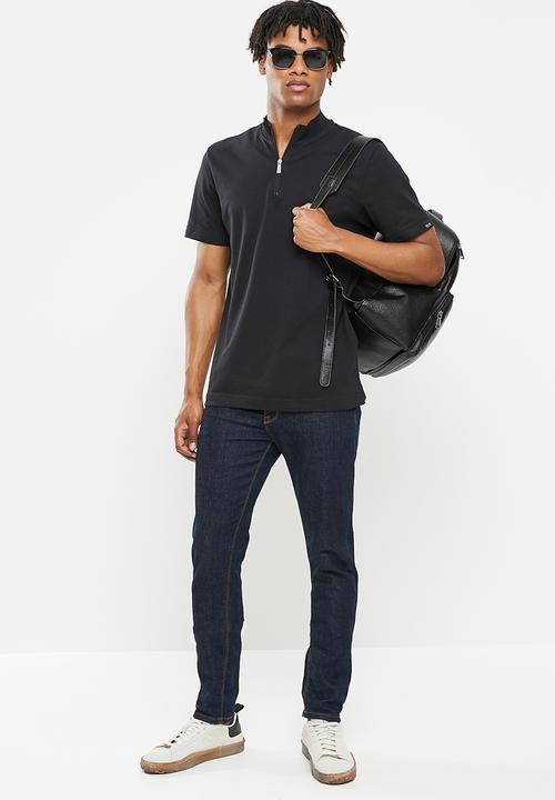 Only & Sons - Virl life quarter zip mock neck tee - black