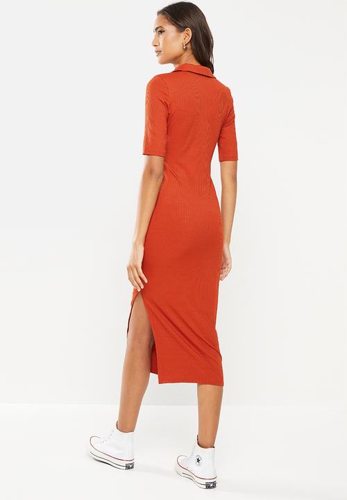 Glamorous - Side slit midi- rust