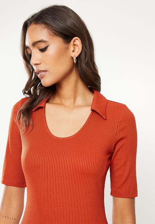 Glamorous - Side slit midi- rust